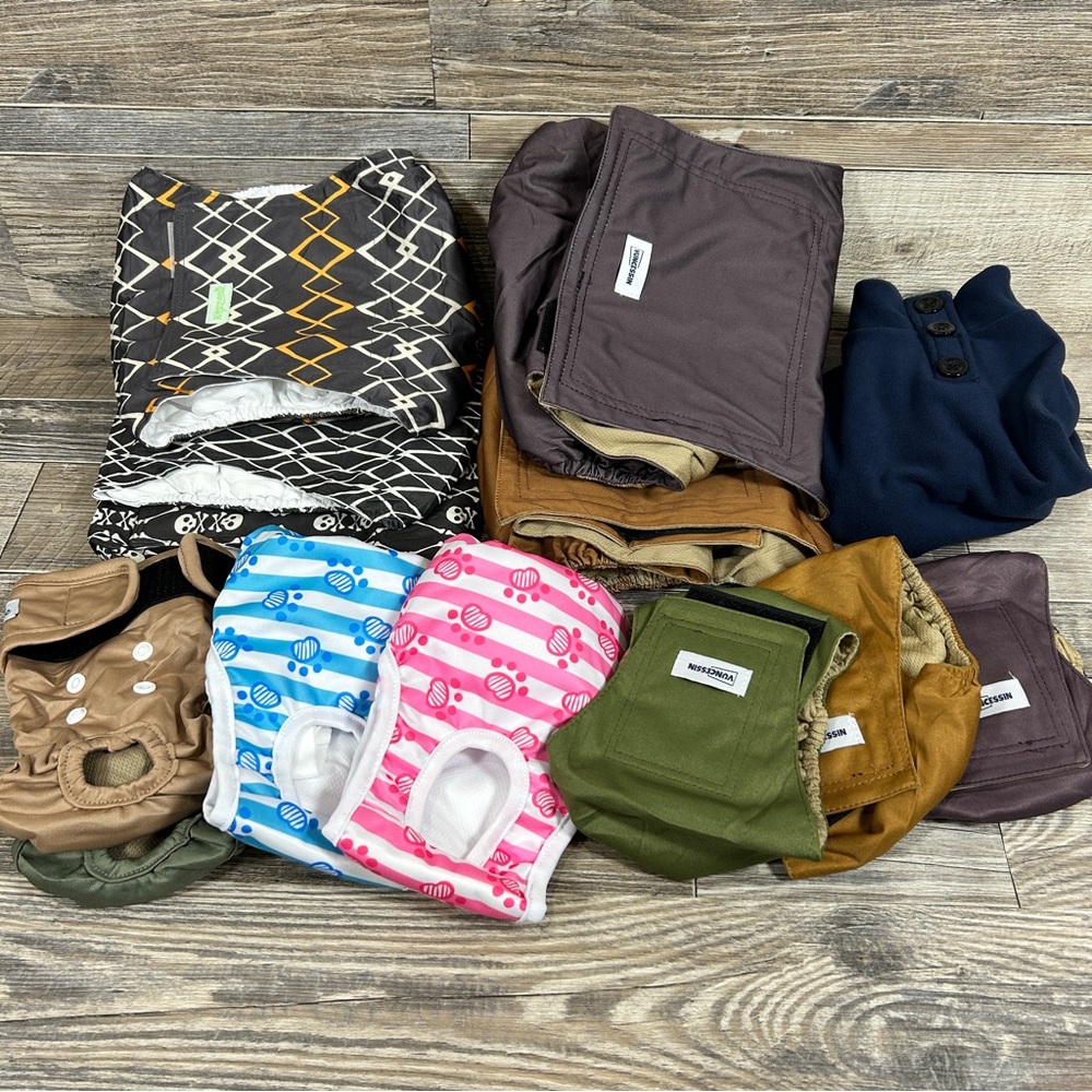 Lot of 12 Reusable Washable Colorful Cloth Diaper Male & Female Dog Bundle